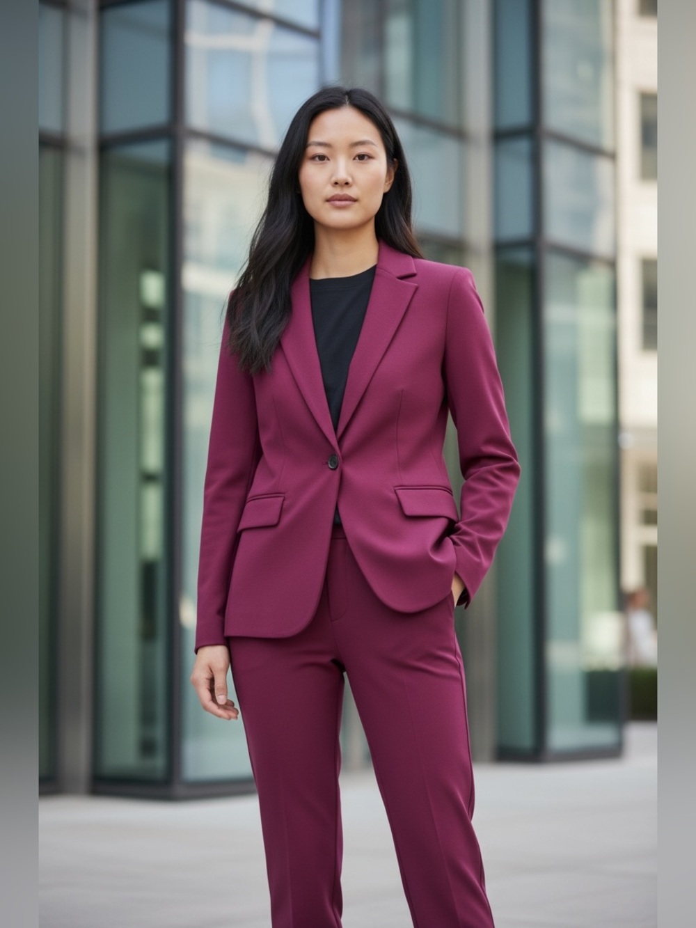 BR Women's Pant Suit Set - Sculpted Stretch CAMU BERRY